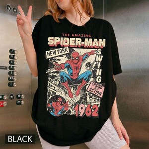 Retro Comfort Colors Spider-Man Shirt, Retro Marvel Comics Cover Tee, MCU Fan Gift, Pink Spiderman Graphic Shirt, Marvel Trip Tee image 3