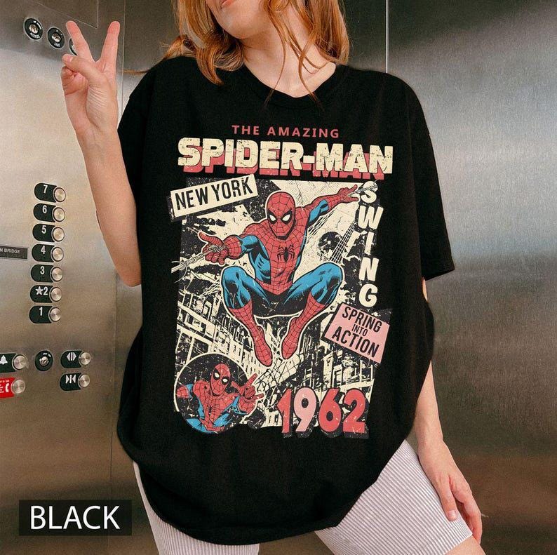 Retro Comfort Colors Spider-Man Shirt, Retro Marvel Comics Cover Tee, MCU Fan Gift, Pink Spiderman Graphic Shirt, Marvel Trip Tee image 3