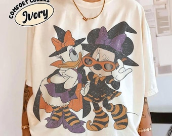 Comfort Colors Vintage Disney Minnie and Daisy Halloween Shirt, Best Friends Matching Disney Trip Tee, Halloween Girl Trip Tee