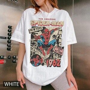Retro Comfort Colors Spider-Man Shirt, Retro Marvel Comics Cover Tee, MCU Fan Gift, Pink Spiderman Graphic Shirt, Marvel Trip Tee image 5