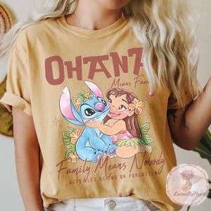Ohana Means Family Shirt, Lilo and Stitch Shirt, Cute Disney Family Tee, Hawaiian Disney Vacation Shirt, Disney Family Matching Mustard ( Comfort )