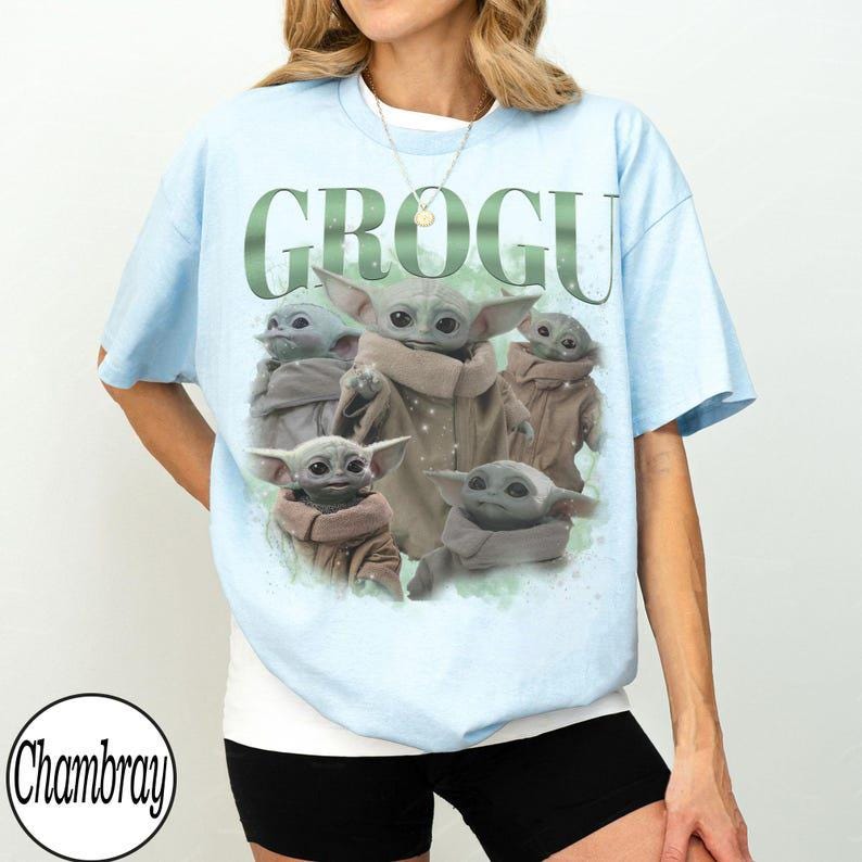 Camiseta retro de Grogu de Disney Star Wars de Comfort Colors, camiseta de Baby Yoda de Disney, camiseta gráfica retro de ciencia ficción, camiseta de regalo de Mandalorian, camiseta linda para fans imagen 5