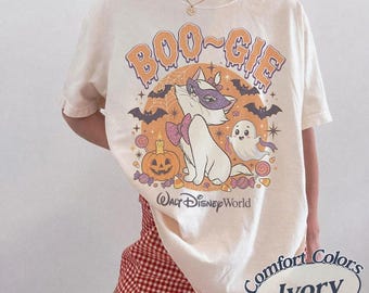 Comfort Colors Vintage Boo-Gie Marie Halloween Shirt, The Aristocats Halloween Shirt, Marie Spooky Kitten, WDW Disneyland Halloween Outfit