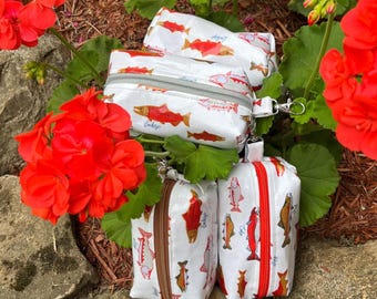 Salmon Fishing Boxy Pouch: Waterproof Laminated Makeup Bag