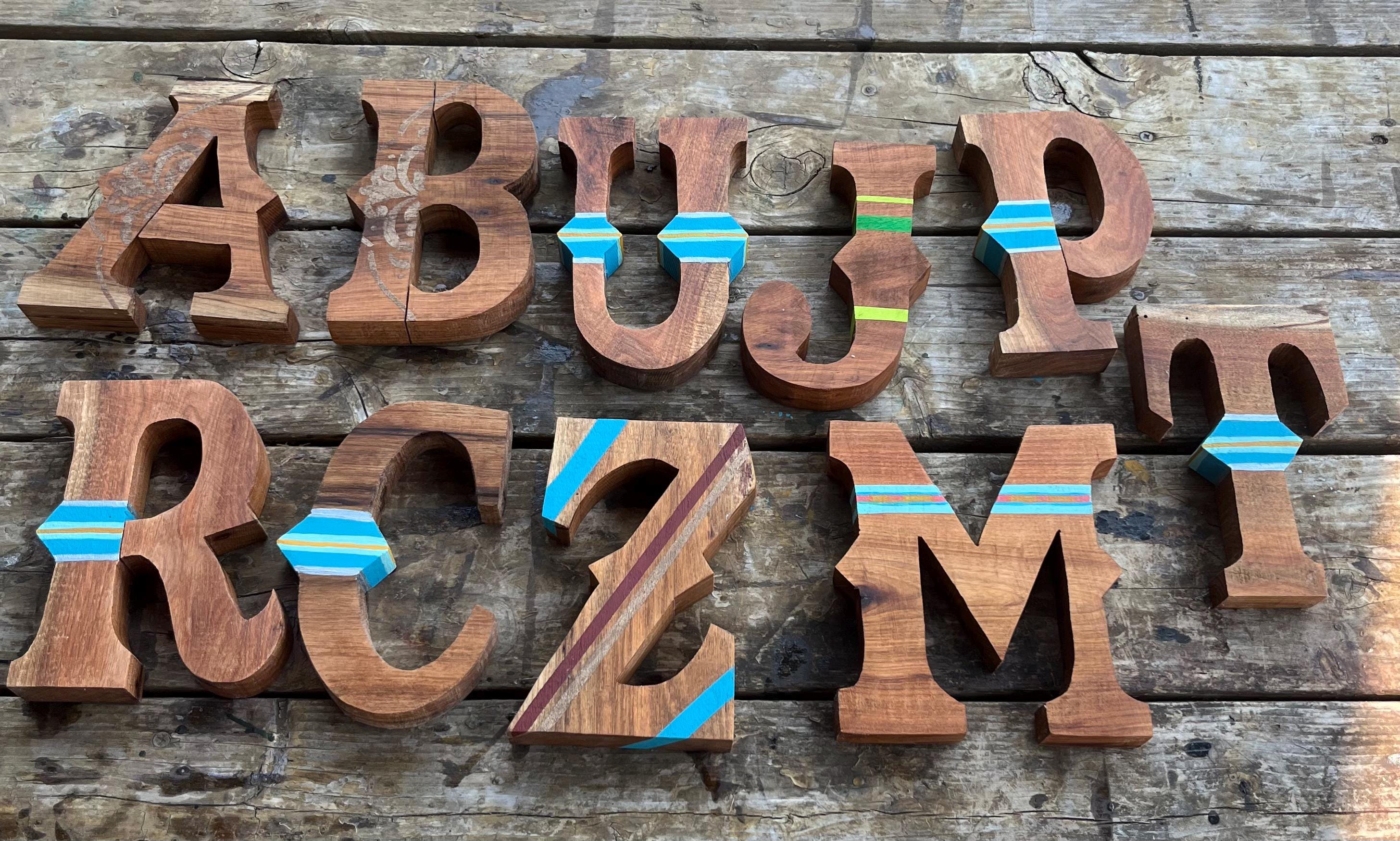 Wood Letter Cutout Painted Chunky Western Boho Chic Home Decor Rustic ...