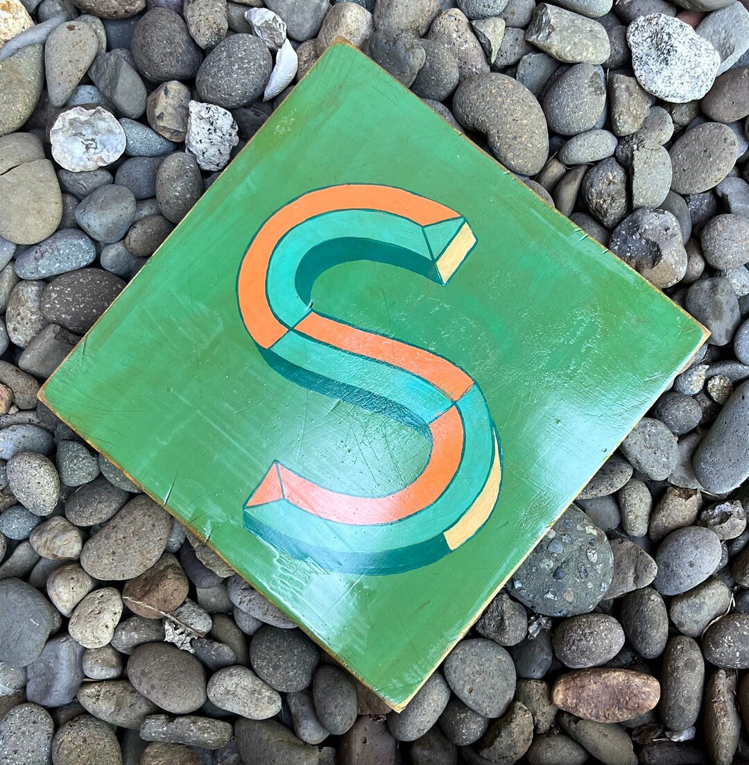 Hand Painted Letter S Wooden Sign: Rustic Chic Wall Decor - Etsy