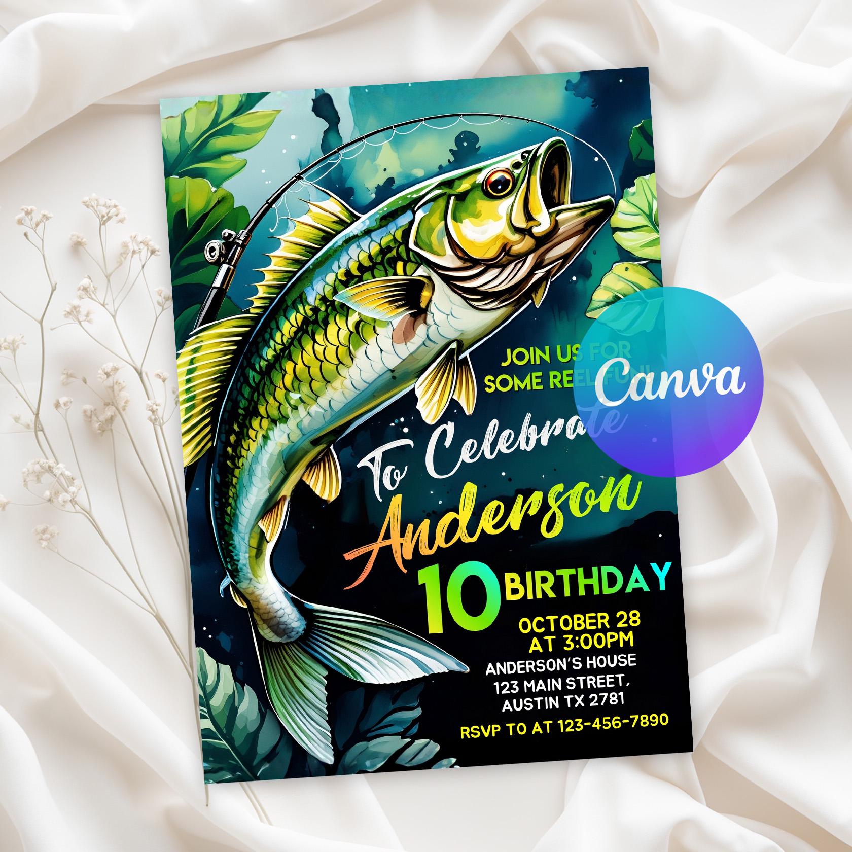 Editable Fishing Birthday Invitation, Fishing Invite, Fish Birthday ...