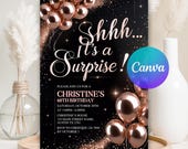 Editable Surprise Birthday Invitation, Rose Gold Adult Party Invite, Editable Invitation, Digital Invite, Invitation Template