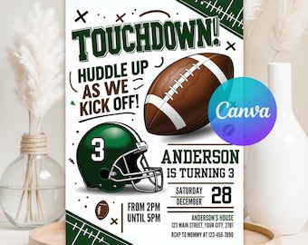Invito a tema football, invito a compleanno a tema football, invito a festa sportiva, partita di football americano, invito a touchdown football, download immediato