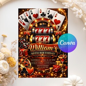21st birthday invite, 30th birthday party, 40th party invite, 50th birthday invite, ace playing cards, adult invitation, adult party invite, casino birthday, casino night invite, gambling party, playing cards invite, poker birthday, poker party invite