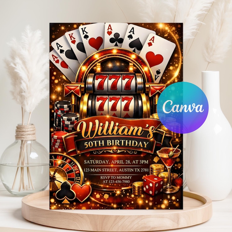 21st birthday invite, 50th birthday invite, 40th party invite, adult party invite, poker party invite, playing cards invite, ace playing cards, casino night invite, poker birthday, gambling party, casino birthday, 30th birthday party, adult invitation