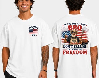 面白い7月4日バーベキューシャツ、愛国的なバックプリントTシャツ、バーベキューモードオンシャツ、自由の祝賀シャツ、アメリカギフト