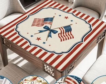 Tapete de Mahjong Patriótico, Tapete de Mesa para Jogo com a Bandeira Americana, Capa de Mesa de Mahjong dos EUA, Presente Decorativo para o Quatro de Julho