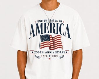アメリカ合衆国シャツ、アメリカ建国250周年記念Tシャツ、愛国的な国旗シャツ、ヴィンテージUSAシャツ、1776-2026 Tシャツ