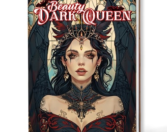 Gothic Queen Malbuch A5 - Handgefertigter Holz-Cover oder Papiercover, Spiralbindung