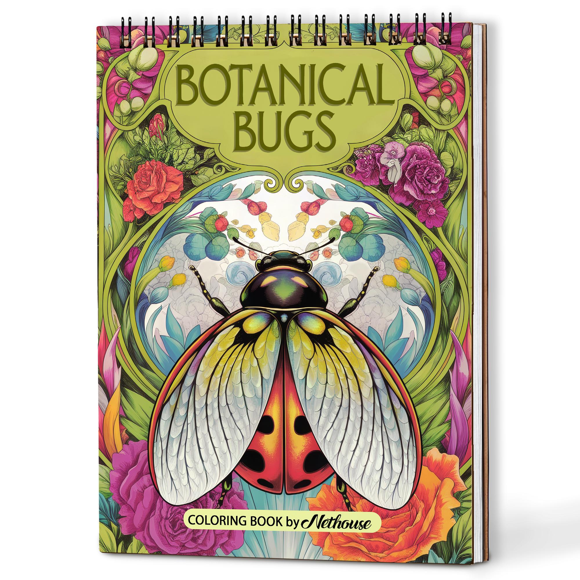 Botanical Bugs Coloring Book: Handmade Wooden Cover or Paper Cover ...