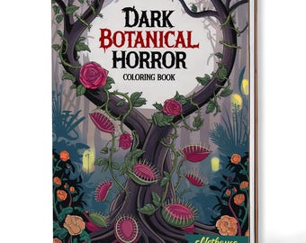 Dark Botanical Horror Malbuch A5 – Handgefertigter Holz-Cover oder Papiercover, Spiralbindung