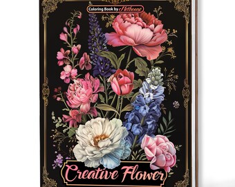 Libro para colorear con motivos florales A5 – Tapa de madera hecha a mano o tapa de papel, encuadernado en espiral.