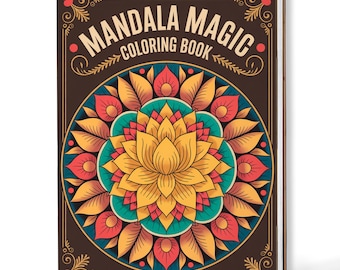 Libro para colorear Mandala Magic – Tapa de madera hecha a mano o tapa de papel, encuadernado en espiral.