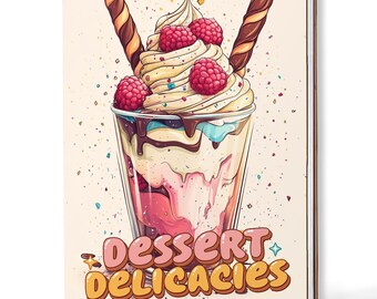 Dessert Delicacies Coloring Book – Handmade Wooden Cover or Paper Cover, Spiral Bound