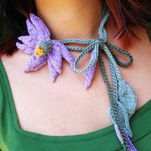 PDF Knit Flower Pattern Daisy Flower Loves Me Lariat Necklace image 2