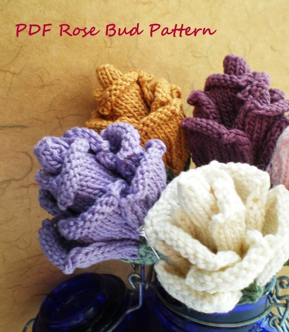 PDF Knit Flower Pattern Rose Bud   Etsy