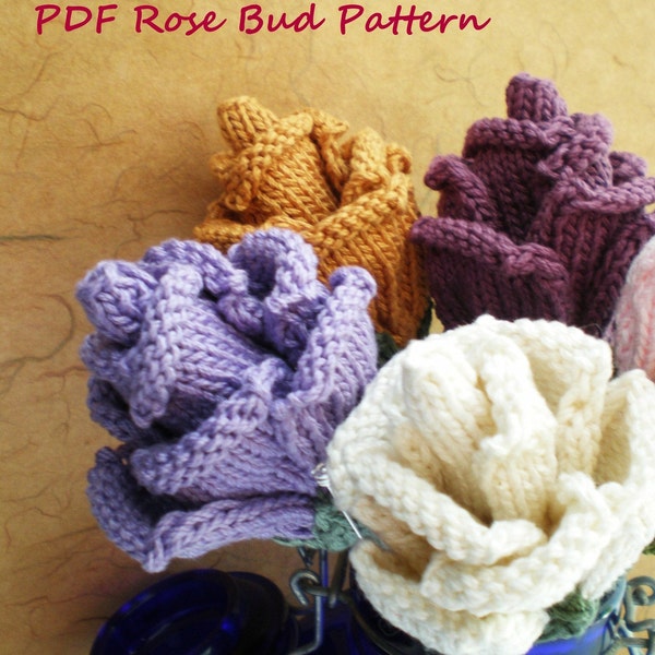 PDF Knit Flower Pattern - Rose Bud