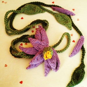 PDF Knit Flower Pattern Daisy Flower Loves Me Lariat Necklace image 5