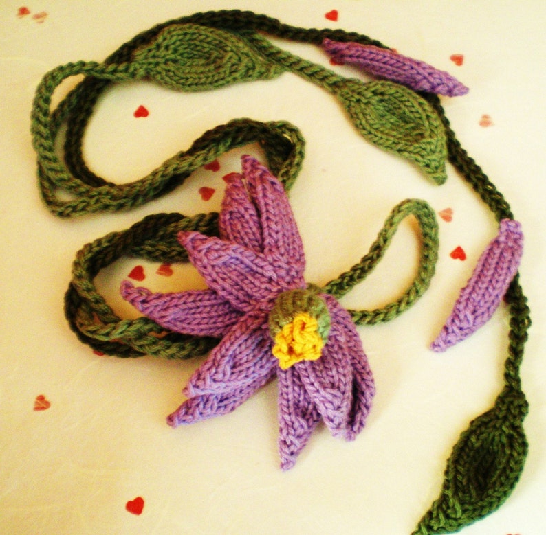 PDF Knit Flower Pattern Daisy Flower Loves Me Lariat Necklace image 5