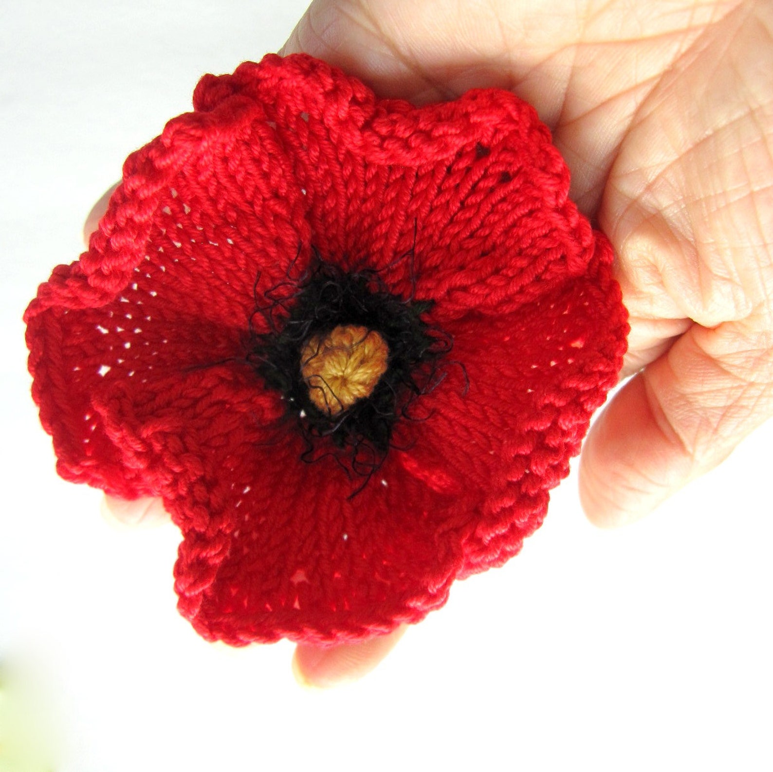 Knit Flower Instant Download PDF Pattern Poppy Flower Etsy