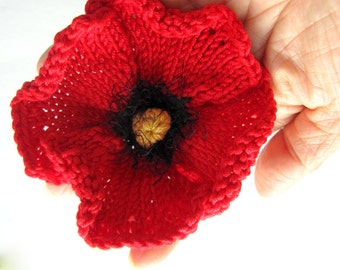PDF Knitting Pattern - Poppy Flower