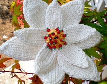 PDF Knitting Pattern - Poinsettia Knit Flower