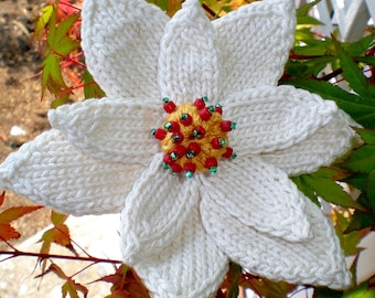 PDF Knit Flower Pattern - Poinsettia Knit Flower