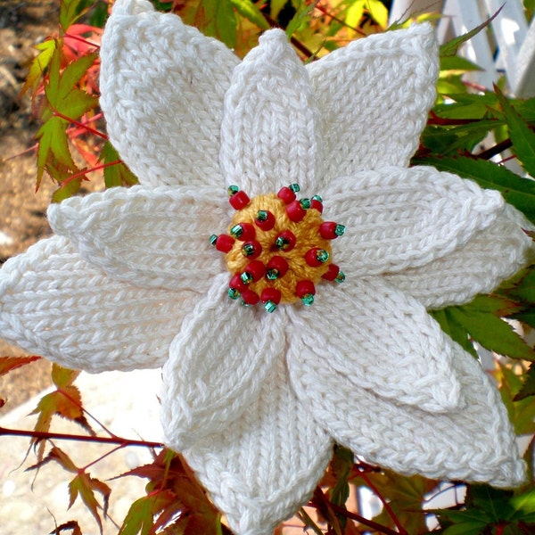 PDF Knit Flower Pattern - Poinsettia Knit Flower