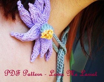 PDF Knitting Pattern - Daisy Flower - Loves Me Lariat Necklace