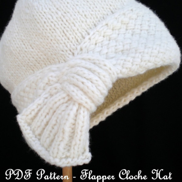 PDF Instant Download Knitting Hat Pattern - Flapper Cloche Hat for Women