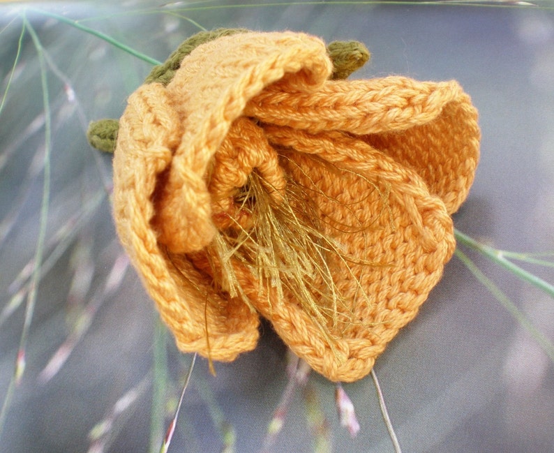 PDF Knit Flower Pattern California Poppy Knit Flower image 2