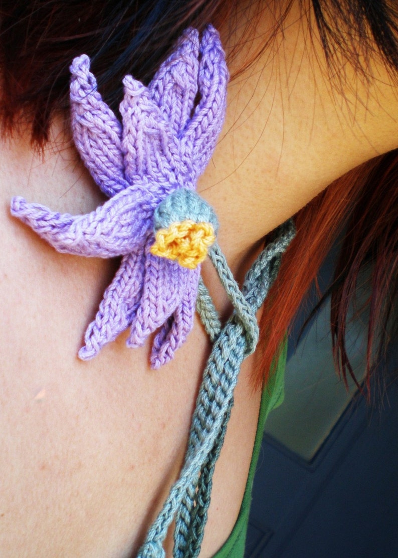 PDF Knit Flower Pattern Daisy Flower Loves Me Lariat Necklace image 3