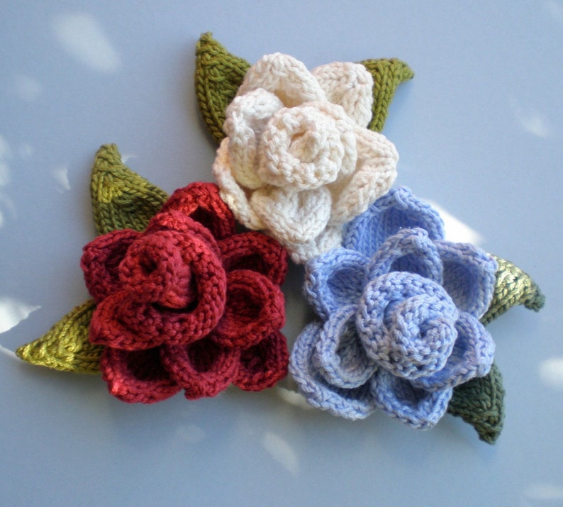 PDF Knit Flower Pattern Rose Knit Flower Etsy UK