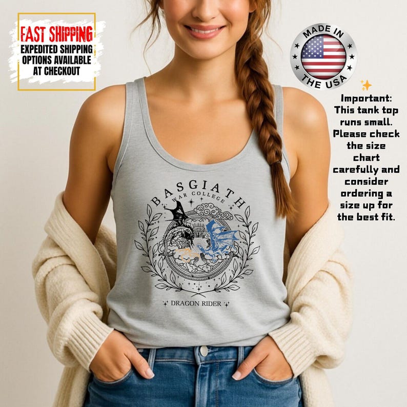 Fourth Wing Tank Top, Basgiath War College Tank Tee, Bookish Tank Tops, Xaden Riorson, Gifts For Readers, Book Lovers Tee image 9