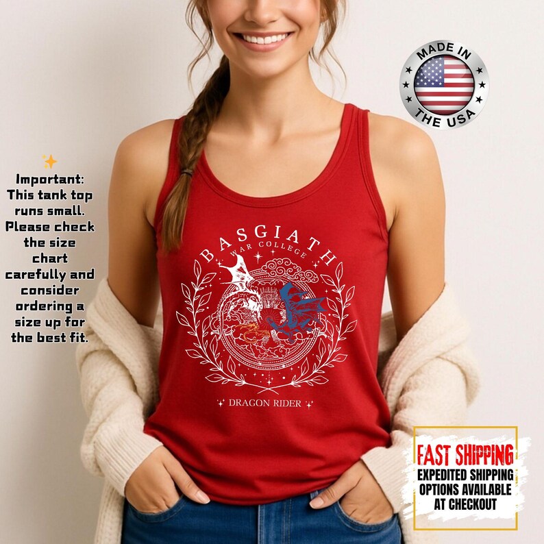 Fourth Wing Tank Top, Basgiath War College Tank Tee, Bookish Tank Tops, Xaden Riorson, Gifts For Readers, Book Lovers Tee image 15