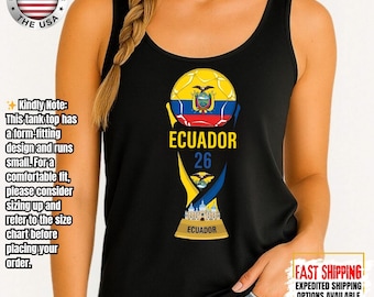 Ecuador 2026 Soccer Tank Top, Ecuador Flag Tank Top, International Ecuador Football Fan Gift, Ecuador Soccer Club Tank Top