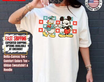 Funny Checkered Mickey and Donald Comfort Colors Shirt, Vintage Disney Friends Shirt, Fist Bump Shirt for Besties, Magical Park Shirt