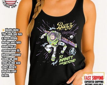 Retro Buzz Lightyear To Infinity And Beyond Tank Top, Toy Story Pixar Disney Tank, Space Ranger Tank Top, Disneyland Family Trip Matching