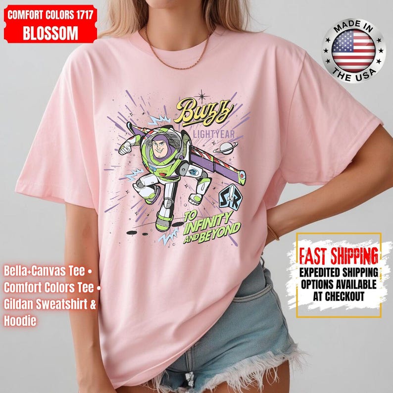 Retro Buzz Lightyear To Infinity And Beyond Shirt, Toy Story Pixar Disney Tee, Space Ranger Shirt, Disneyland Family Trip Matching image 7