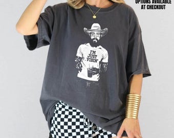 Comfort Colors Post Malone I'm Just Vibin' Shirt, Posty Cowboy Crewneck Sweatshirt, Country Music TShirt Tee
