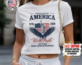 USA 250th Anniversary Crop Top, 4th July Tee, USA 250th Anniversary Independence Day Crop, 4th July 250th Year Crop Top, 4th July Family