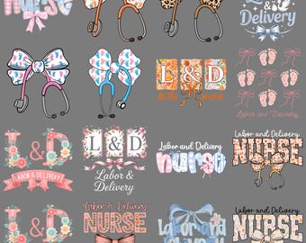 Enfermera de parto PNG – Clipart de madre y bebé con lazo coqueto, diseño de sublimación médica de enfermería