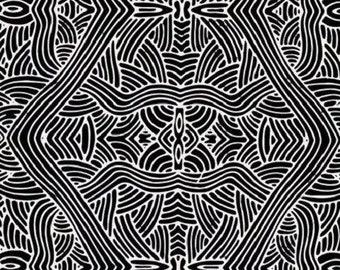 Untitled Black 1/2 Yard Cuts Aboriginal Fabric Designed by Nambooka for M&S Textiles