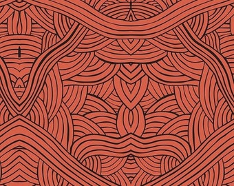 Untitled Red 1/2 Yard Cuts Aboriginal Fabric Designed by Nambooka for M&S Textiles